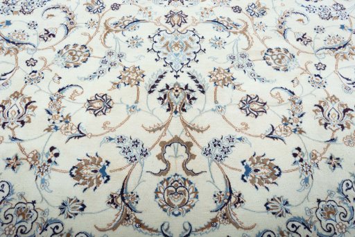 Close-up detail of New Nain rug from Iran / Persia showing Wool weave