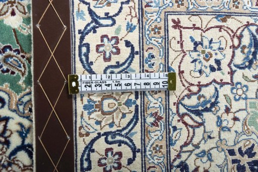 Full view of New Nain rug from Iran / Persia, 142 × 93 cm in Green tones