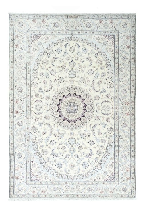 Full view of New Nain rug from Iran / Persia, 300 × 205 cm in Beige tones