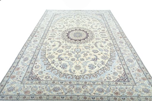 Surface texture of New Nain rug with natural Wool and intricate pattern