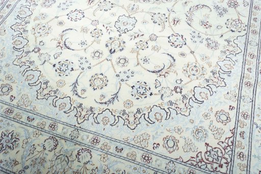 Close-up detail of New Nain rug from Iran / Persia showing Wool weave