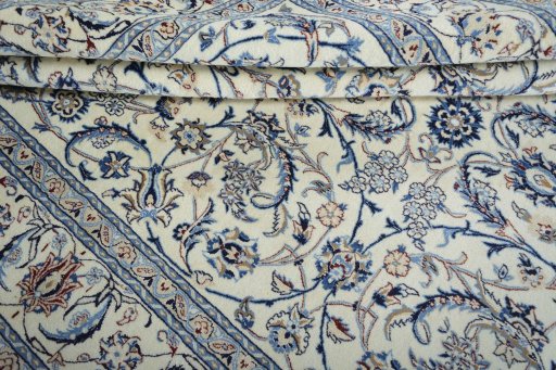 Close-up detail of New Nain rug from Iran / Persia showing Wool weave