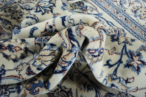 Surface texture of New Nain rug with natural Wool and intricate pattern