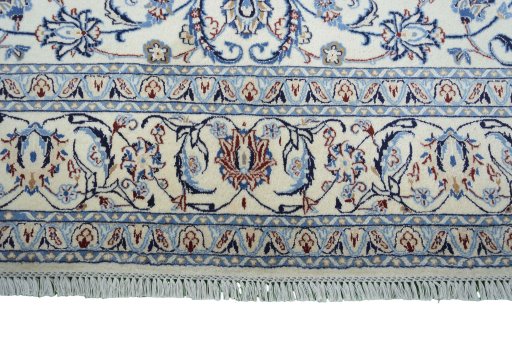 Full view of New Nain rug from Iran / Persia, 309 × 196 cm in Beige tones