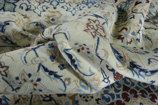 Surface texture of New Nain rug with natural Wool and intricate pattern