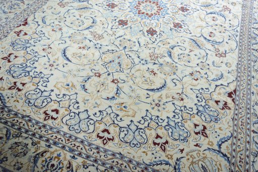 Close-up detail of New Nain rug from Iran / Persia showing Wool weave