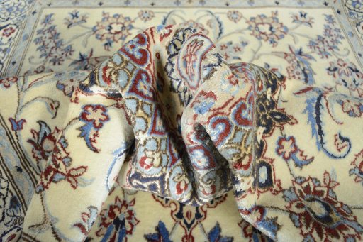 Surface texture of New Nain rug with natural Wool and intricate pattern