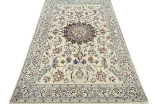Surface texture of New Nain rug with natural Wool and intricate pattern