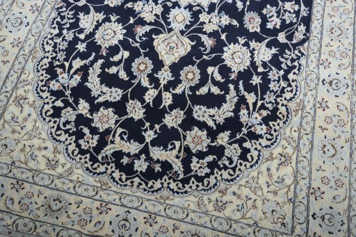 Close-up detail of New Nain rug from Iran / Persia showing Cork weave