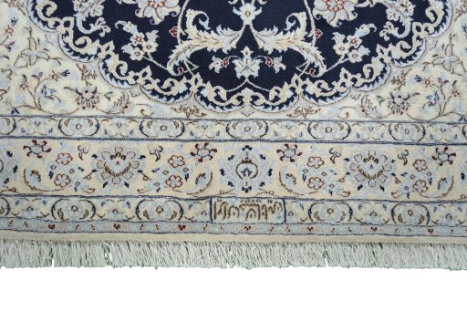 Full view of New Nain rug from Iran / Persia, 205 × 126 cm in Blue tones