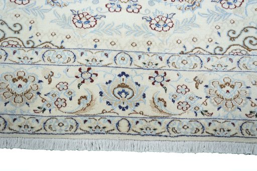 Full view of 2000s Nain rug from Iran / Persia, 328 × 242 cm in Beige tones