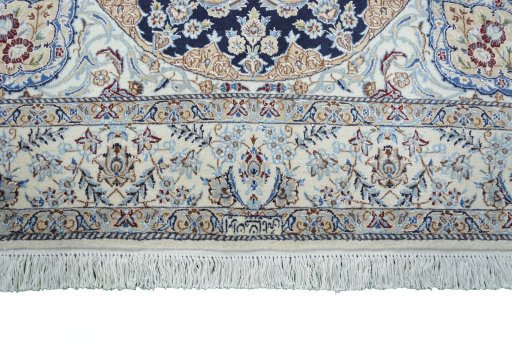 Full view of 2000s Nain rug from Iran / Persia, 229 × 148 cm in Beige tones