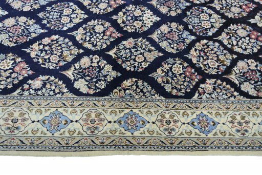 Close-up detail of New Nain rug from Iran / Persia showing Cork weave