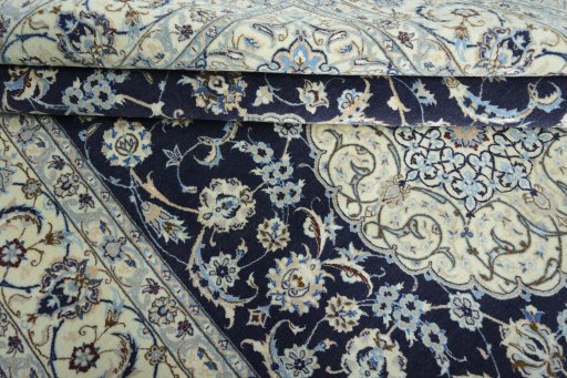 Close-up detail of New Nain rug from Iran / Persia showing Cork weave