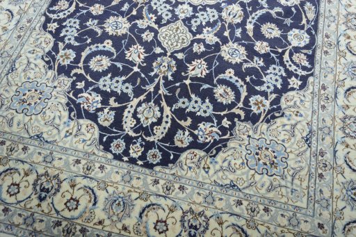 Close-up detail of New Nain rug from Iran / Persia showing Cork weave