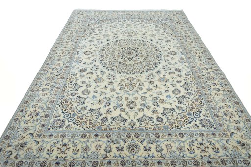 Surface texture of New Nain rug with natural Wool and intricate pattern