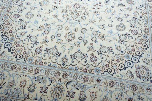 Close-up detail of New Nain rug from Iran / Persia showing Wool weave