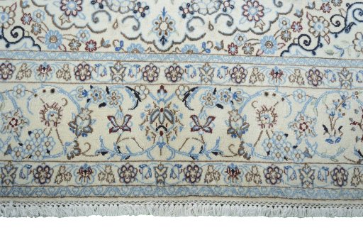 Full view of New Nain rug from Iran / Persia, 294 × 202 cm in Beige tones