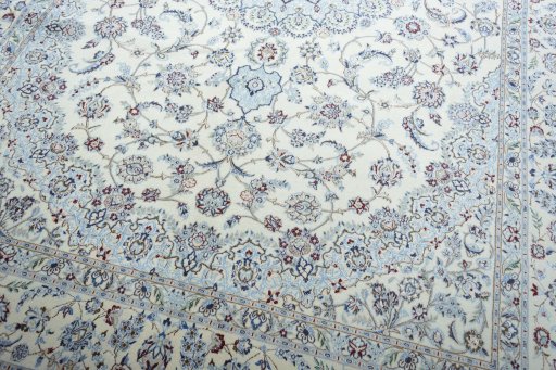 Close-up detail of New Nain rug from Iran / Persia showing Cork weave