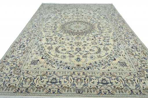 Surface texture of New Nain rug with natural Wool and intricate pattern