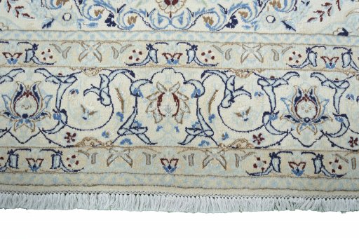 Full view of New Nain rug from Iran / Persia, 352 × 252 cm in Beige tones