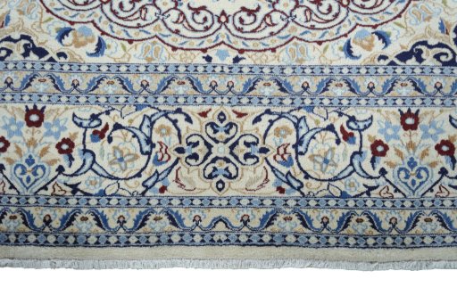 Full view of 2000s Nain rug from Iran / Persia, 335 × 244 cm in Beige tones