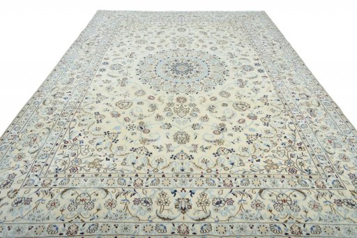 Surface texture of New Nain rug with natural Wool and intricate pattern
