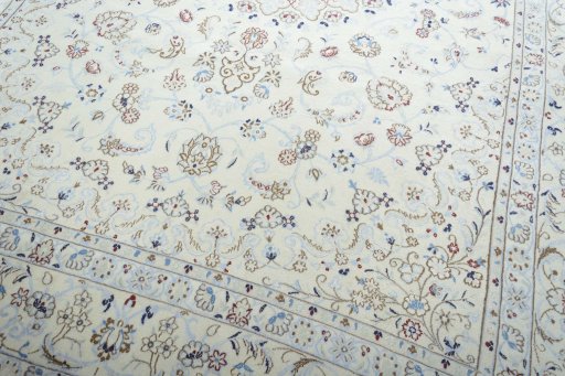 Close-up detail of New Nain rug from Iran / Persia showing Wool weave