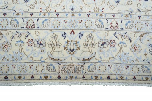 Full view of New Nain rug from Iran / Persia, 353 × 250 cm in Beige tones