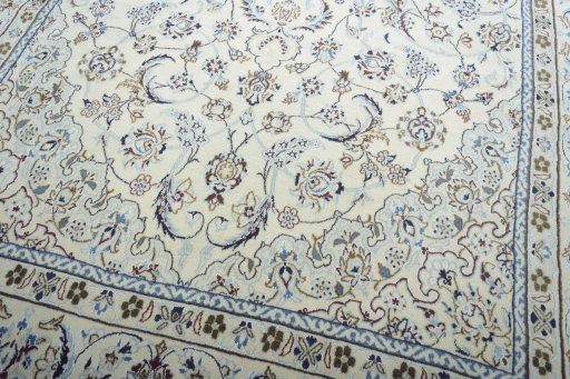 Close-up detail of New Nain rug from Iran / Persia showing Wool weave