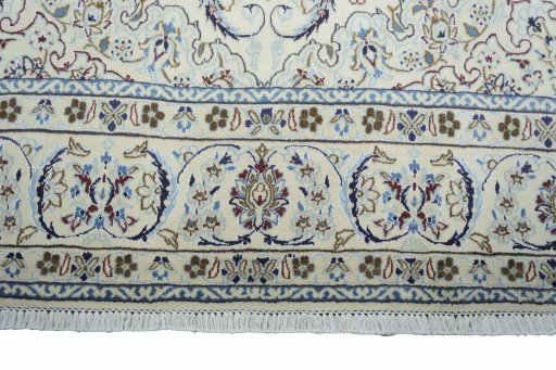 Full view of New Nain rug from Iran / Persia, 331 × 203 cm in Beige tones