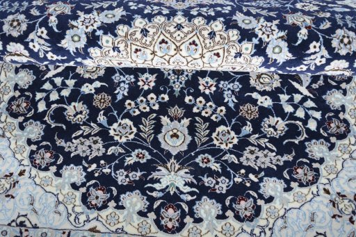Close-up detail of New Nain rug from Iran / Persia showing Wool weave
