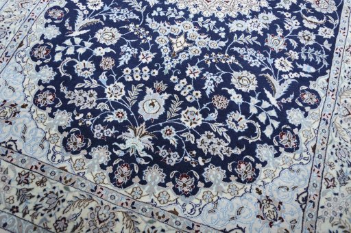Close-up detail of New Nain rug from Iran / Persia showing Wool weave