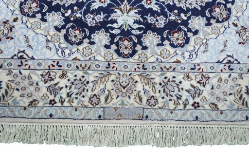 Full view of New Nain rug from Iran / Persia, 197 × 126 cm in Blue tones