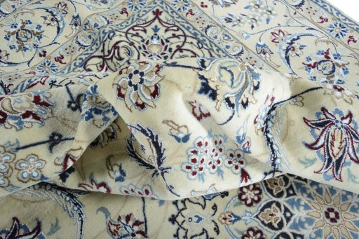Surface texture of New Nain rug with natural Wool and intricate pattern