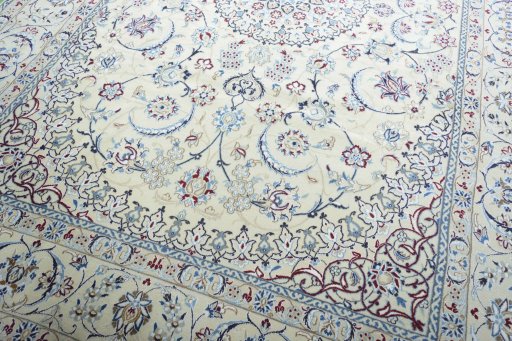 Close-up detail of New Nain rug from Iran / Persia showing Wool weave