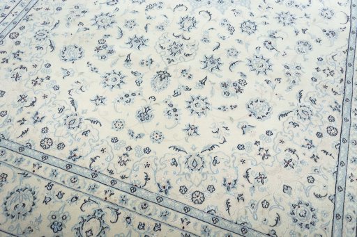Close-up detail of New Nain rug from Iran / Persia showing Wool weave