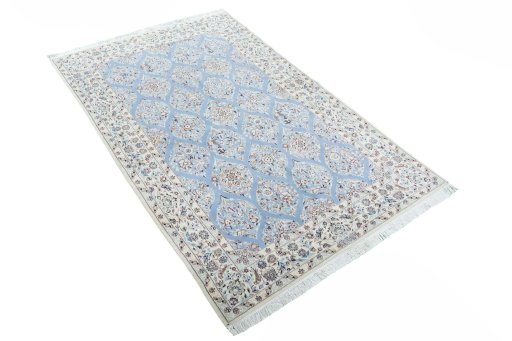 Close-up detail of New Nain rug from Iran / Persia showing Cork weave