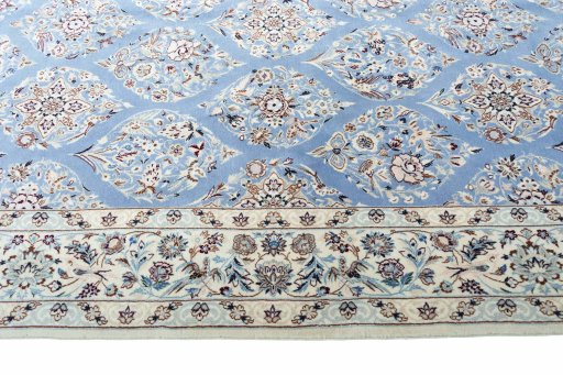 Close-up detail of New Nain rug from Iran / Persia showing Cork weave