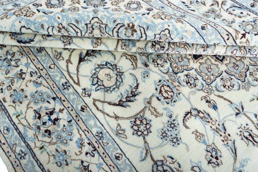 Close-up detail of New Nain rug from Iran / Persia showing Cork weave