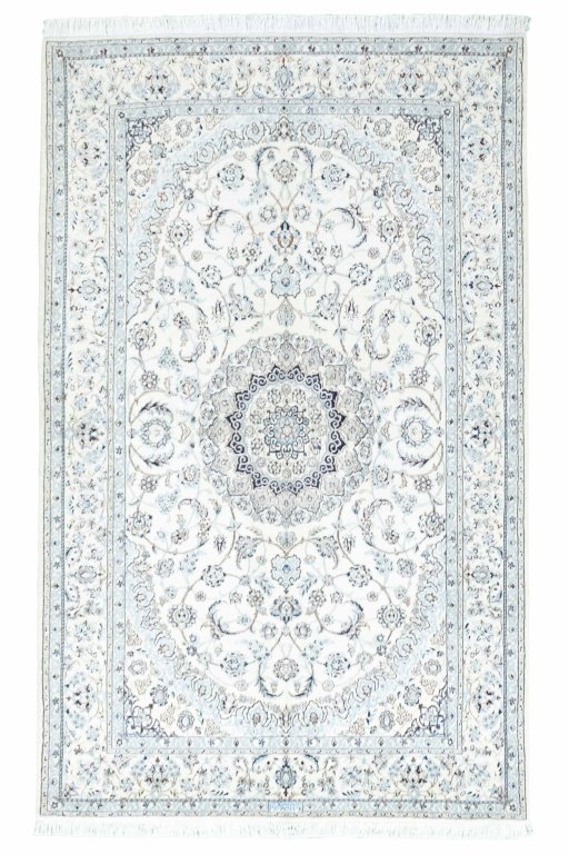 Full view of New Nain rug from Iran / Persia, 230 × 142 cm in Beige tones