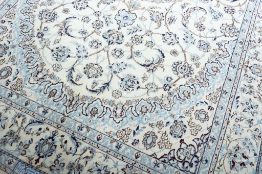 Close-up detail of New Nain rug from Iran / Persia showing Cork weave