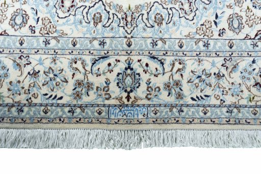 Full view of New Nain rug from Iran / Persia, 230 × 142 cm in Beige tones