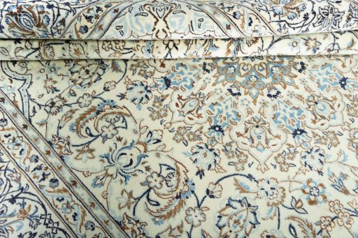 Close-up detail of New Nain rug from Iran / Persia showing Wool weave