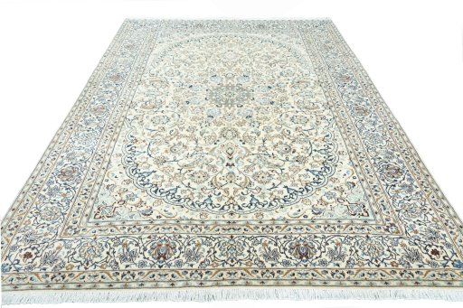 Surface texture of New Nain rug with natural Wool and intricate pattern