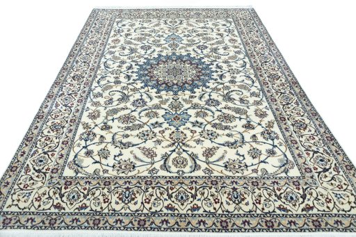 Surface texture of New Nain rug with natural Wool and intricate pattern