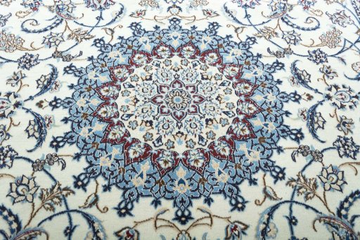Central medallion detail of New Nain rug from Iran / Persia
