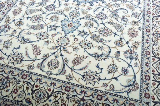 Close-up detail of New Nain rug from Iran / Persia showing Wool weave