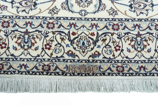 Full view of New Nain rug from Iran / Persia, 290 × 197 cm in Beige tones