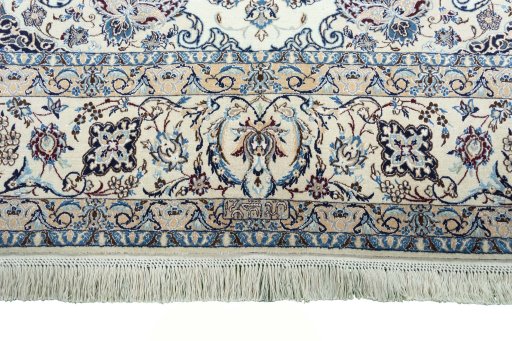 Full view of New Nain rug from Iran / Persia, 308 × 203 cm in Beige tones
